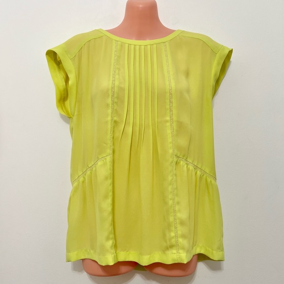 LOFT Tops - Loft Chartreuse Pintuck Front Top
